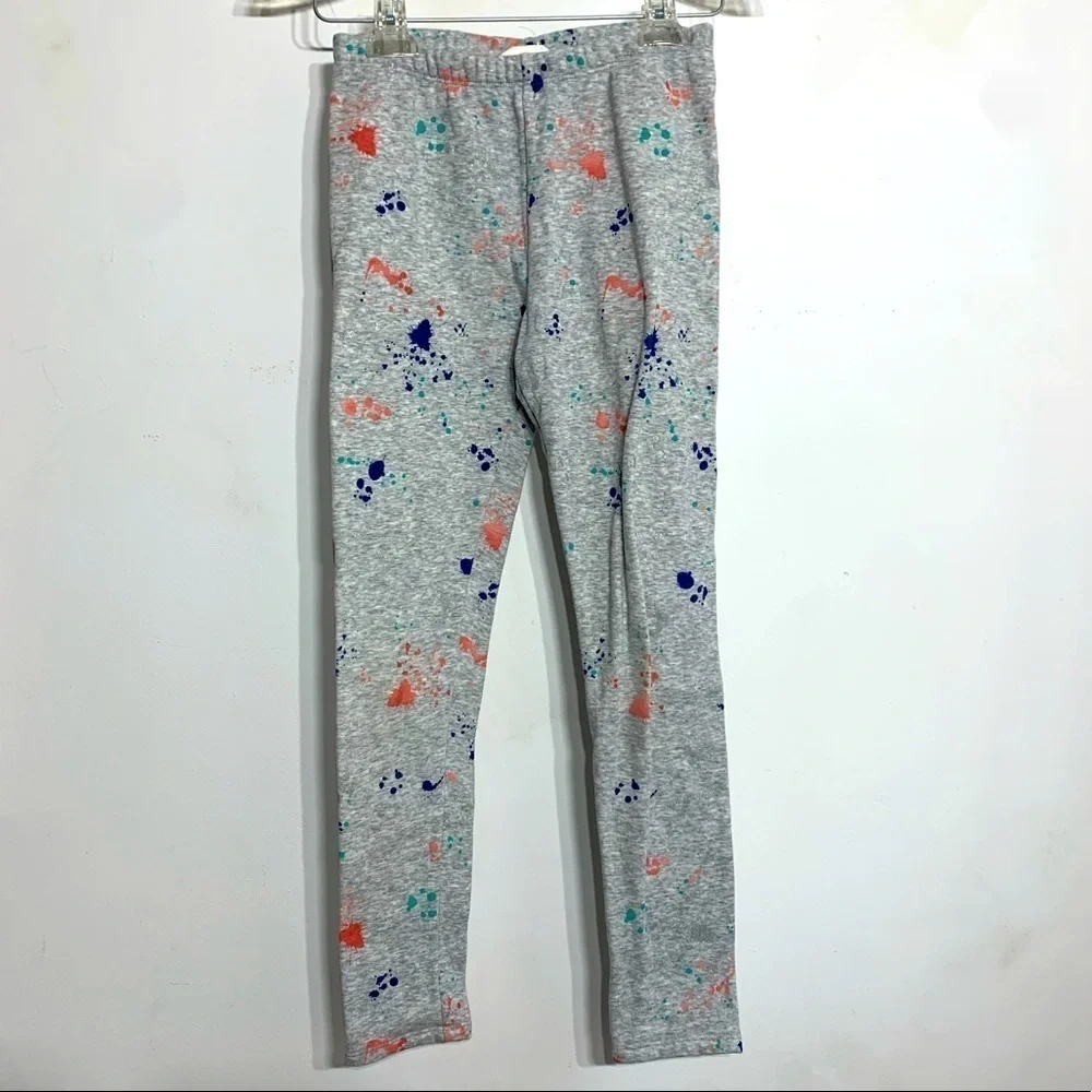 Gymboree Fleece lined paint splat Cotton pants large kids girls